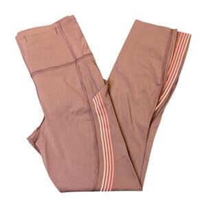 Lululemon Leggings Size 4 Dusty Mauve Stripe Fast & Free Crop 23” Inseam
